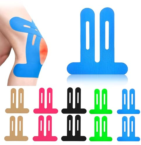 LUOJINYI PreCut Kinesiotapes - Nastro kinesiotapes pretagliato al ginocchio, delicato sulla pelle con un comfort perfetto, impermeabile ed elastico, per dolori al ginocchio (diversi colori)