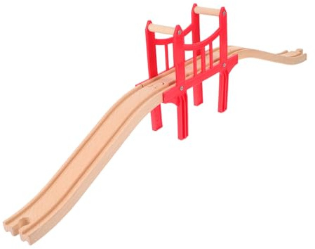 minkissy Holzeisenbahn-gleiszubehör Mit Brückenstützen Und Erweiterungsgleisen Verbindungsstücke Für Tischspiele Gerade Holzschienen Und Eisenbahnadapter Für Holzeisenbahn Zubehör Brücke