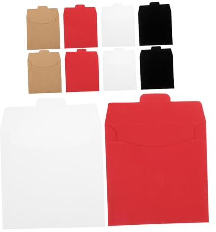 HOODANCOS 20pcs Kraft Paper CD Dvd Sleeves Storage Envelopes Set, 4 Colors (red, Black, White, Natural), Storage for Disc Protection and Organization in Home Or Office