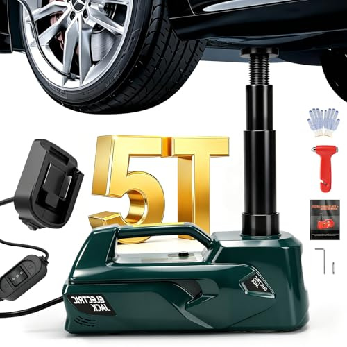 Elektrisk domkraft 5T Kompatibel med Makita 18V, batteridriven hydraulisk domkraft med LED-belysning, för SUV, bil, lastbil, däckbyte, lyftområde 15,5–45 cm (utan batteri & laddare)
