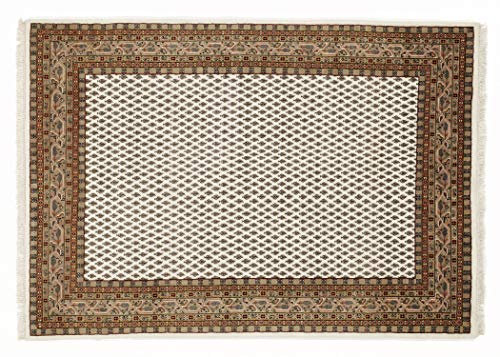 Mein Teppichmarkt Teppichträume werden wahr! BADOHI Mir handgeknüpfter Orientteppich Naturfaser Kurzflor hochwertige Qualität in Creme Braun Beige Größe: 60x90 cm Diele, Esszimmer, Flur, Kinderzi