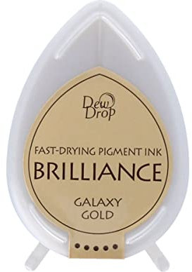 Tsukineko Brilliance Dew Drop Stempelkissen Gold, Galaxy Gold - Klein - Lösemittelhaltig, Deckend, Beständig Gegen Ausbleichen - Wasserbeständig