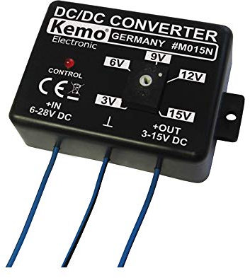Kemo M015N Adjustable Voltage Converter Input Voltage 6-28 V/DC, Adjustable Output Voltage 3-15 V, Stabilised And Short Circuit Proof, Max. Output Current: 1.5 A