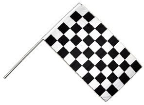 Flaggenfritze® Große Stockflagge Schwenkflagge Karo Schwarz-Weiß 60 x 90 cm