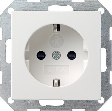 Gira 4.45327 SCHUKO-Steckdose mit integriertem erhöhten Berührungsschutz (Shutter) und Symbol Steckklemmen System 55 reinweiß MATT