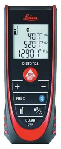 Leica DISTO D2, 330ft Laser Distance Measure with Bluetooth 4.0, Black/Red by Leica Geosystems