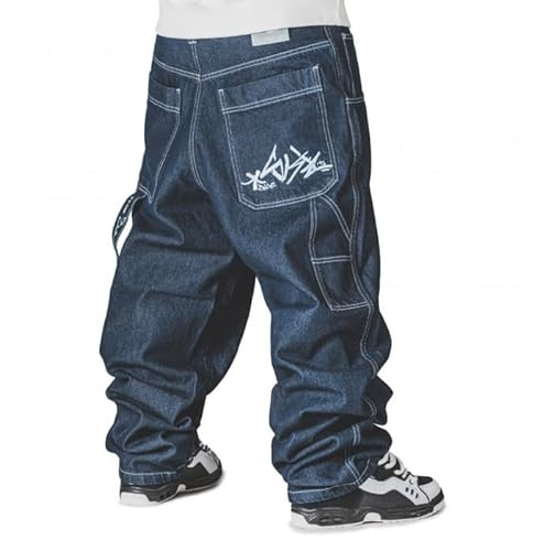 The blueskin Jeans Uomo Larghi per liberare Il Vero Stile Baggy in Massima comodità Blu Scuro - W 30 IT 44