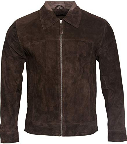 Infinity Leather Giacca da Motociclista Harington in Pelle Scamosciata Marrone 100% Capra da Uomo L