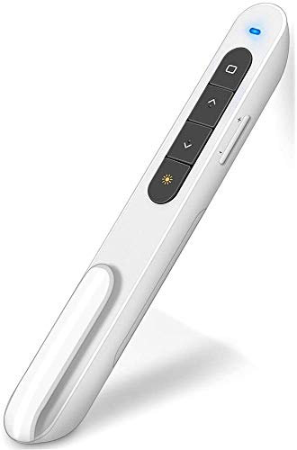 DinoFire White Wireless Presenter, Volume Control Presentation Clicker, RF 2.4GHz PowerPoint Clicker Presentation Remote Control Slide Clicker Advancer