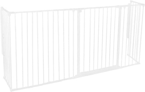 Safetots Extra Hoher MehrPanel Kaminschutzgitter, 51cm Tief x 190cm Breit, Weiß, 105cm Hoch, Kind und Haustierschutz vor Feuer, Baby und KleinkindFeuerschutz, Sicherheitsbarriere für Kamine