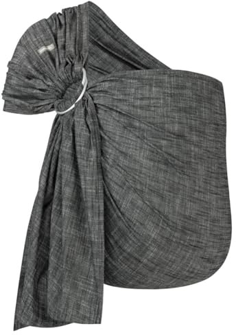 Hoppediz Ring-Sling, Baby-Tragetuch ab Geburt, 100 % schadstoffgeprüfte Baumwolle, Design Denim black
