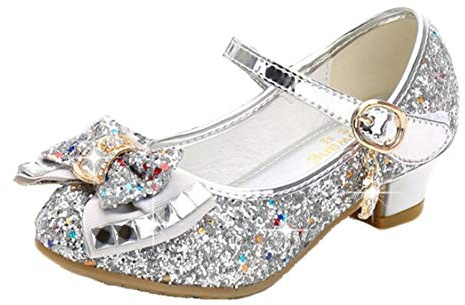 Mama Stadt Scarpe Principessa Bambina con Paillette e Glitter - Tacco Elegante per Cerimonia e Festa Cosplay