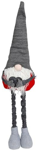BURI Deko-Wichtel 84cm mit Mütze und Teleskopbeinen Weihnachtswichtel Weihnachtsdeko Dekofigur Weihnachten Winterdeko Deko Wichtel Figur XL Standwichtel Teleskop Wichtel rot Festliche Dekoration