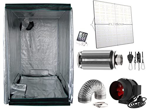 LED Grow Box/Tent/Zelt 120 x 120 cm Grow Komplettset 301H EVO 2 inkl. Aktivkohlefilter Abluft (480 W Flexstar)