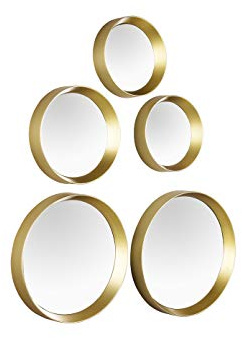 Mirrors and More Deko Wandspiegel Vivien 5 teilig mit rundem Rahmen in Gold |
