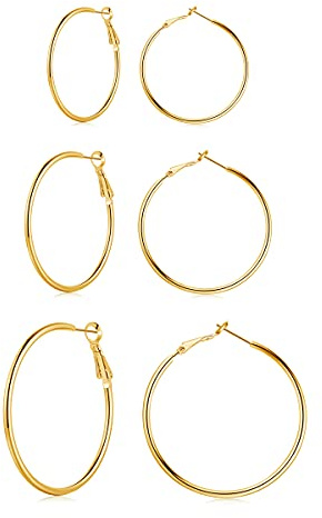 Josfeva Creolen Silber 925 Set, 925 Sterling Silber Creolen Ohrringe Groß, 40/50 / 60mm Damen Creolen Silber/Rosegold/Gold, Endless Huggie Rund Kreolen, Klapp-Creolen Ohrringe für Frauen