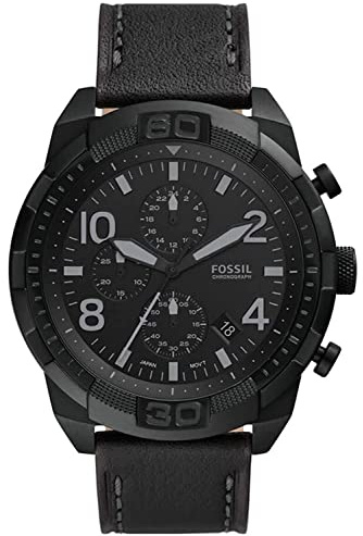 Fossil Bronson Watch for Men, Quartz Chronograph Movement with Leather or Stainless Steel Strap