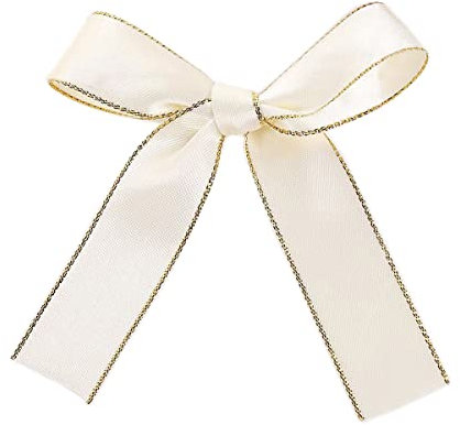 30x Geschenkschleifen Doppelseitige Deko Schleifen mit Goldrand,Kleine Satinschleife für DIY Hochzeit Weihnachten Party Geburtstag Geschenk Weinflaschen Scrapbooking Haarschmuck,9.5x9.5cm Creme