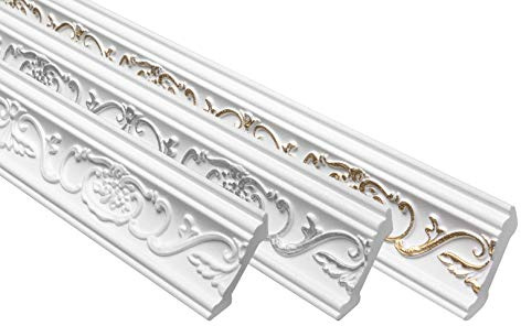 Marbet Design Deckenleiste B-06 gold aus Styropor EPS - Stuckleisten gemustert, im traditionellen Design - (2 Meter) Styroporleisten Zierprofile Stuck, Gold / G