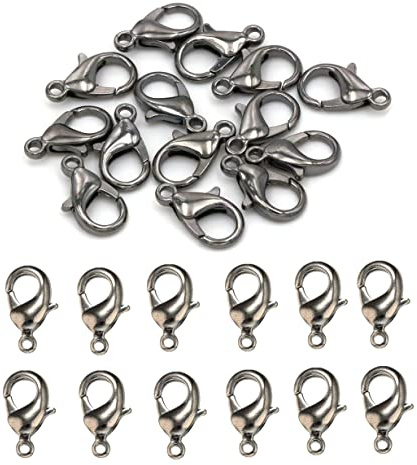 MSCFTFB 300 Pieces Mini Lobster Clasps Metal Lobster Claw Clips Fastener Hooks for Bracelet Necklace Choker Jewelry Making Findings DIY Keychain Bag Phone Dangle Charms (6x12mm,Gun Black)