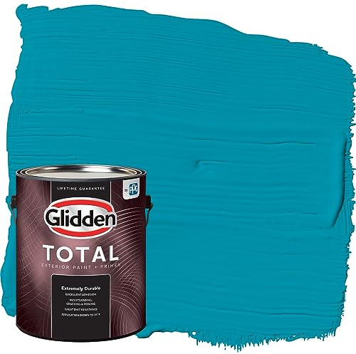 Glidden Total 1 gal. Mediterranean Blue/Aqua-Blue Semi-Gloss Exterior Paint with Primer