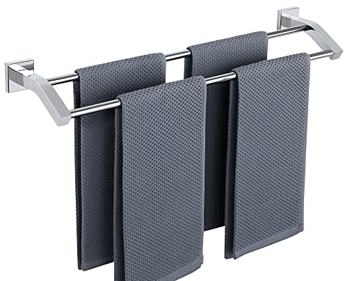 Alise Double Bath Towel Bars Towel Racks for Bathroom,Wall Mount Towel Holder Heavy Duty 24-Inch Towel Hanger Rail,GK9009-C SUS304 Stainless Steel Polished Chrome