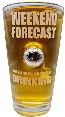 solo-pro master your game Unique Football Themed Gift Pint Glass Embedded Stainless Steel Ball Fathers Day, Birthday, for HIM HER (WEEKENDFORECAST)
