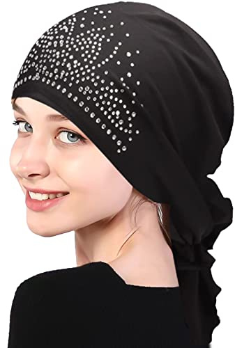 WUERKIYA Kopftuch für Frauen Kopfbedeckung Damen Chemo Kopfbedeckung Im Voraus Gebunden Set Plissiert Headwrap Schals Gap Mütze Damen -Wein Safran
