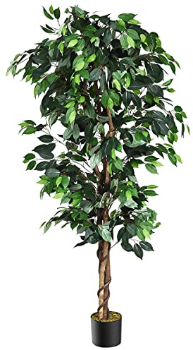 GIANTEX 180 cm konstträd konstgjord björkfil med 1008 blad