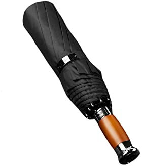TOBILE Großer Regenschirm für Herren, Business, 1,2 m, vollautomatischer Regenschirm, winddicht, 10 K, Holzgriff, Golfschirme, Schwarz, Schwarz, Blau, Grau, A