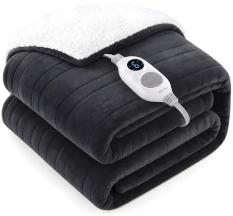 Warmrest Heated Blanket Electric Throw, 130x160CM Large Size, Beige | Energy-Saving, Fast Even Heating, 6 Heating Levels, 2-10 Time Setting, Over-Heat Protection, Machine Washable, for Sofa