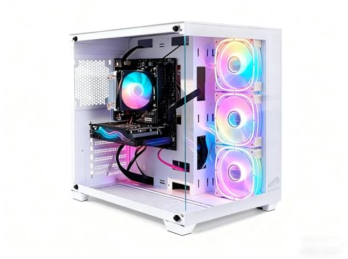 STGsivir Gaming PC Desktop Computer Tower, AMD Ryzen 7 5700X up to 4.6GHz, Nvidia GeForce RTX 3050 6GB GDDR6, 16GB DDR4 RAM, 1TB SSD, WIFI 6, BT5.0, RGB Fan x3, Windows11 Pro