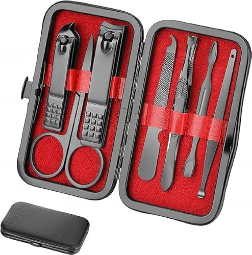 Manikyrset resa lyxig manikyr 8-i-1 rostfritt stål professionellt pedikyrset resa grooming kit äldre patient nagelvård