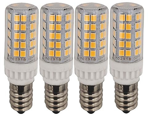 QLEE Led E14 LED Mais Glühbirne 5w 600lm Licht Gerät Salz Kühlschrank Nähmaschine Licht 60 Watt C7 Glühlampe T2 Halogen Deckenventilator Beleuchtung Warmweiß 4er Pack