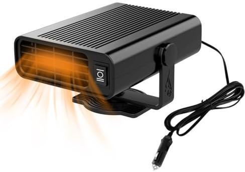 Gobesty 2 en 1 Calefactor Coche Mechero, 12V 150W Portátil Descongelador de Calentador Rápido Rotación 360°Conectar a Encendedor de Cigarrillos con purificación