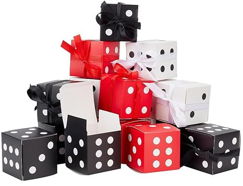 BENECREAT 72 Sets 3 Farben Würfel-Geschenkboxen, 5.5x5.5x5.5cm Große Quadratische Würfel-Geschenkbox, Rot Schwarz Und Weiß Mit Schleife Für Hochzeit, Party, Geschenkverpackung