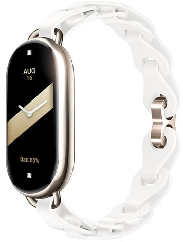 PINHEN Bracelet en silicone compatible avec Xiaomi Smart Band 8/9/10 - Boucle à anneau réglable - Design élégant - Pour femme Mi Band 8