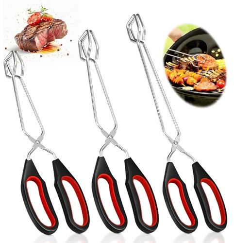 3 Pack Scheren Zange Grillzange Edelstahl Scherenzange Spaghettizange Mit Griff für Kochen Grillen Umdrehen Lebensmitteln Werkzeug (9/11/13 Zoll)