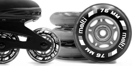 Molti Räder mit Kugellager MOLTI ABEC9 8er- Pack Indoor-/Outdoor-Rollschuh Räder Inlin-Skates Freizeitspaß (transparent, 76 mm)