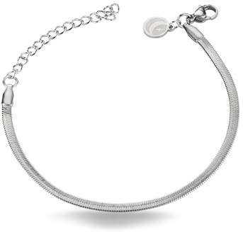 inSCINTILLE Bracciale Uomo Donna Acciaio Inossidabile a Maglia di Serpente, Bracciale Unisex Piatto Snake Lunghezza Regolabile 16-21 cm, Confezione Regalo Inclusa