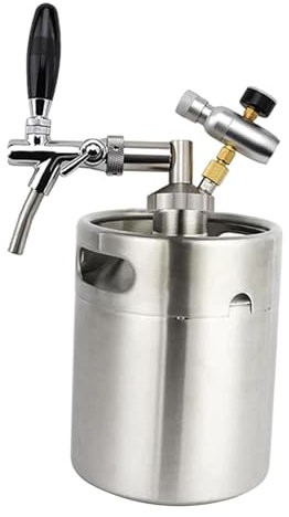 perfk Pressurized Growler, Portable Kegerator Kit, Stainless Steel Mini Keg Dispenser for Party, Restaurant, Craft Beer, 5L