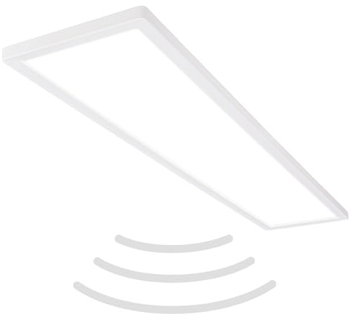 Briloner - Plafoniera LED con rilevatore di movimento, piatta, protezione dagli spruzzi d'acqua IP44, plafoniera LED, pannello LED, lampada da bagno, 98x20x3 cm (LxLxH), bianco