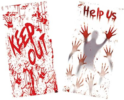 ARCUS Halloween Door Cover, Spooky Design Door Decoration, Vinyl Wrap for Door, Window, Cupboard, Party Decoration Poster, Banner, Horror Haunted House Prop Decor 201cm x 89cm