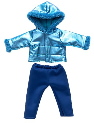 Codulu 18 Zoll amerikanische Puppenkleidung Winterkleidung Daunenjacken Hose 43-46 cm Puppenzubehör 2 Stück/Set-Blau