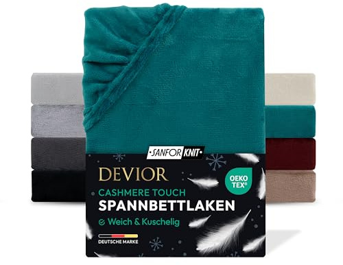Devior Cashmere Touch Spannbettlaken, Petrol, 140x200-160x200 cm – Flauschig weich & wärmend – Mikrofaser mit 190 g/m²– Winter-Spannbetttuch für Topper & Matratzen – Oeko-TEX Zertifiziert