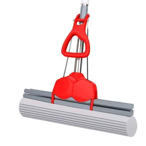 Serpillière Balai Éponge De Grande Taille for La Maison, Balai À Franges, Rouleau Propre, Super Absorbant, Ne Se Lave Pas À La Main, Ensemble De Balai À Franges Durable(Red)