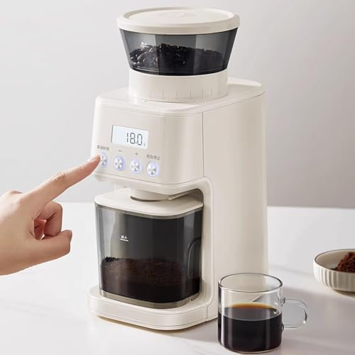 Macinacaffè Elettrico - Tempo Di Macinatura Regolabile 60S, 51 Impostazioni Di Macinatura Precise, Grande Capacità 80G, Macinacaffè In Acciaio Inossidabile, Per Espresso,Caffè Americano,White