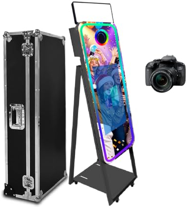 WideMeet Cabine photo magique à écran tactile de 55,9 cm pour appareil photo reflex numérique, selfie de 101,6 cm pour fête de mariage et événement (noir)