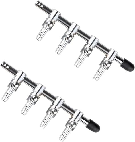 2 Pcs Silver 4-Way Air Flow Control Lever Valve with Airline Tubing Connector for Aquarium, Air Pump Accessories
