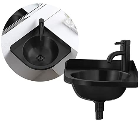 HXZJUIKL Fregadero de Cocina Fregadero de Esquina montado en la Pared Lavabo Lavabo Triangular de Acero Inoxidable para Autocaravana Autocaravana Fácil de Instalar,Negro-D (32x32x45cm)
